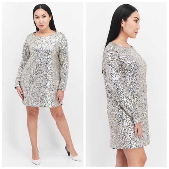 OPT Dresses & Skirts - O.P.T All Over Sequin Long Sleeve Sheath Mini Dress Size L